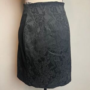 Vintage Black Floral Textured Skirt